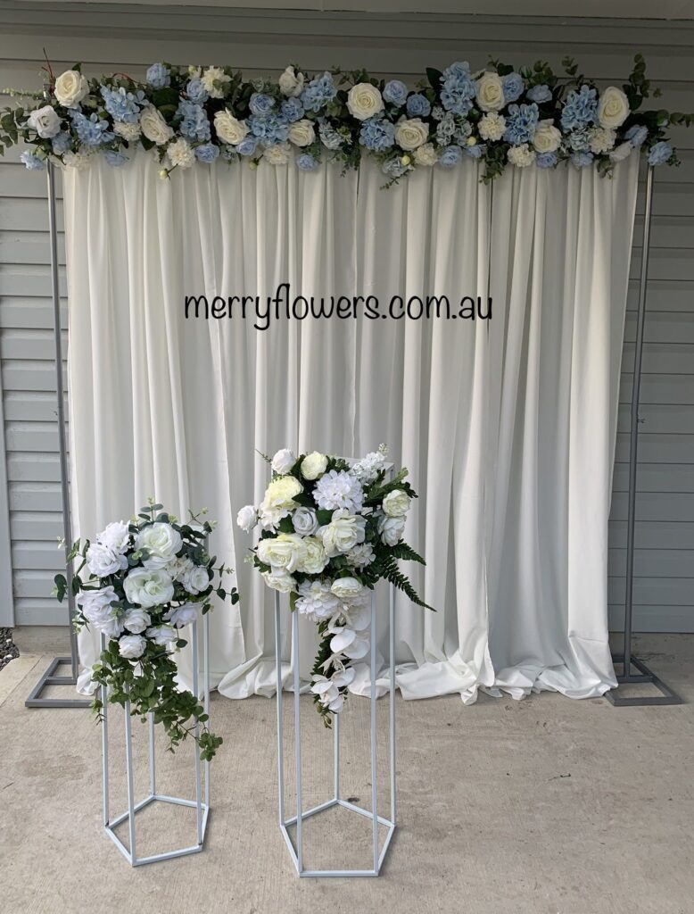 Blue and White Flowers Backdrops