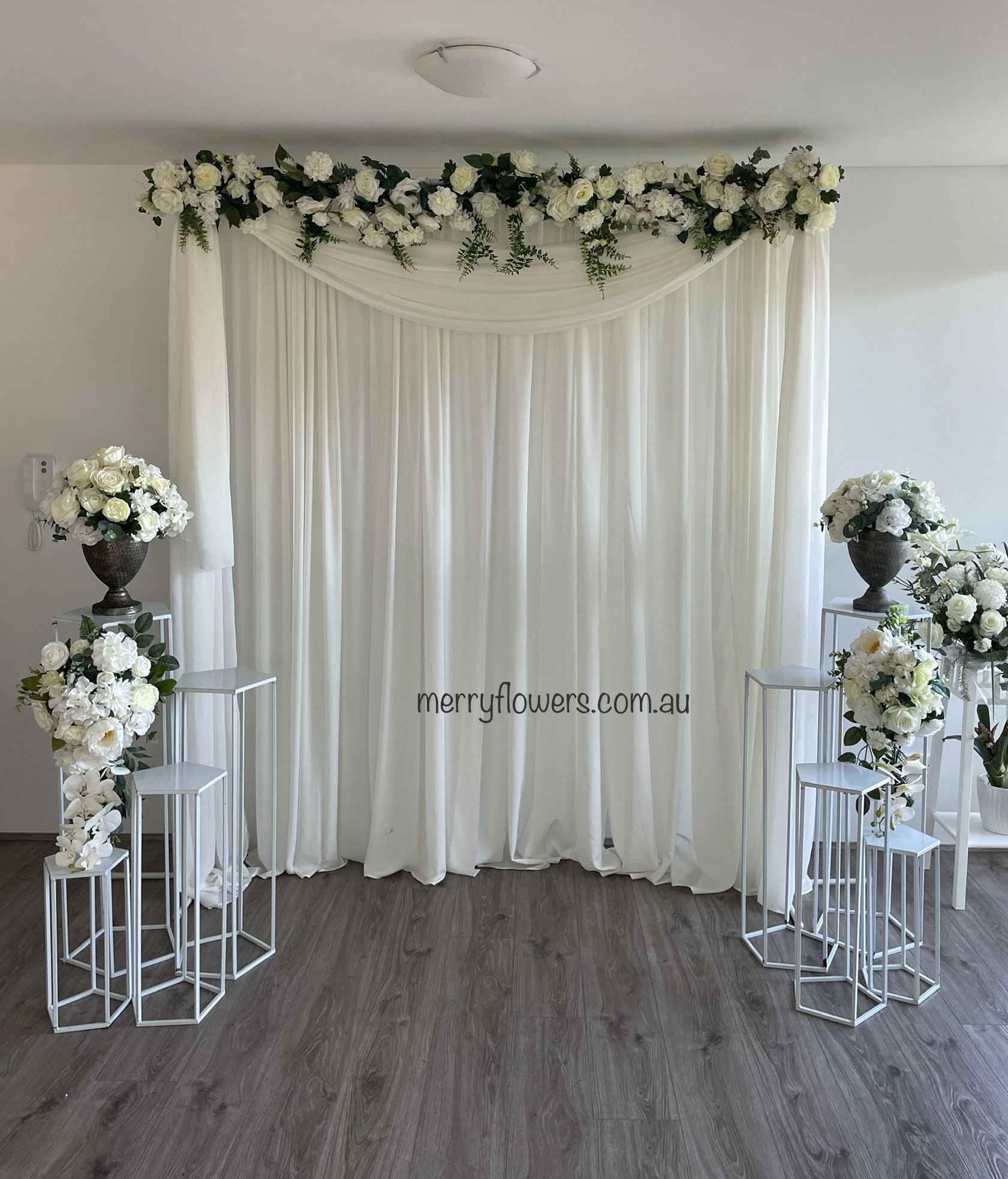White and green backdrops
